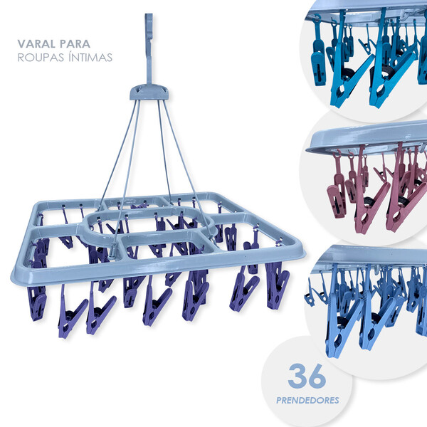 Varal Para Roupas Íntimas Com Pregadores Compacto E Versátil 36 ...