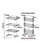 Varal Vertical De Chão Portátil Kala 970310 Alumínio 3 Andares