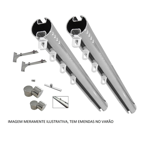 Varão Deslizante Duplo Aço Escovado 2m 28/19mm