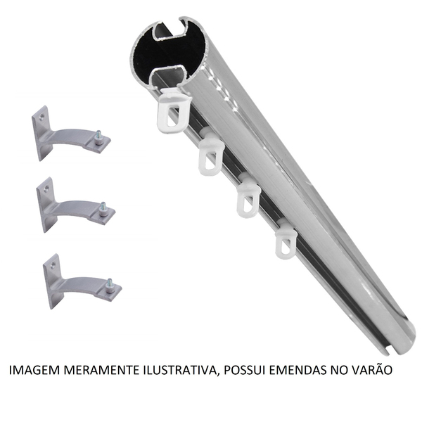 Varão Deslizante Simples Aço Escovado 3m 28mm