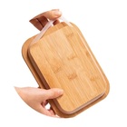 Vasilha Retangular De Vidro Com Tampa De Bambu 370ml