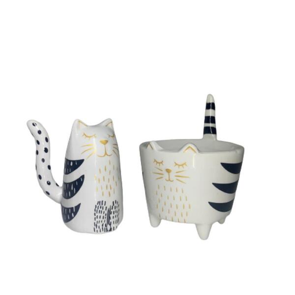 Vasinho Porta Biju Gatinho E Gatinho Porta Anel