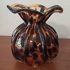 Vaso  De Vidro Tipo Murano Trouxinha Dourado 10 X 11 Cm