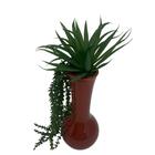 Vaso Alto Decorativo De Cerâmica Com Planta Artificial