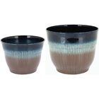 Vaso Antique Cachepô 2 Peças Marrom 26x33cm Em Plástico