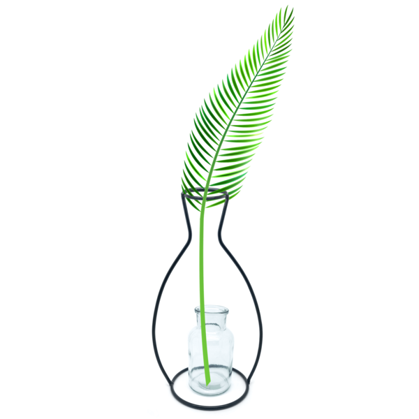 Vaso Aramado Metal Preto Garrafa Decorativa Md4 - 24cm