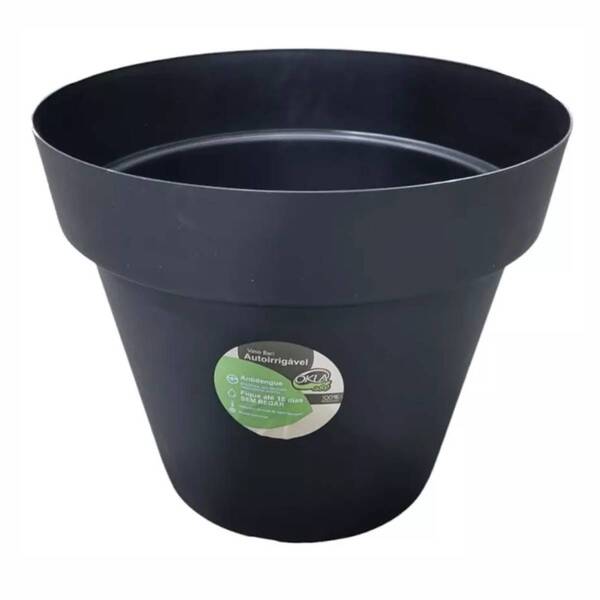 Vaso Autoirrigável Bari Com Rodas 50 (54l) Preto Okla