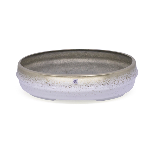 Vaso Bacia Decorativo Osaka Branco Gold Vietnamita 11 5x44x36