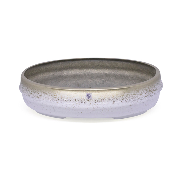 Vaso Bacia Decorativo Osaka Branco Gold Vietnamita 44cm B02 -