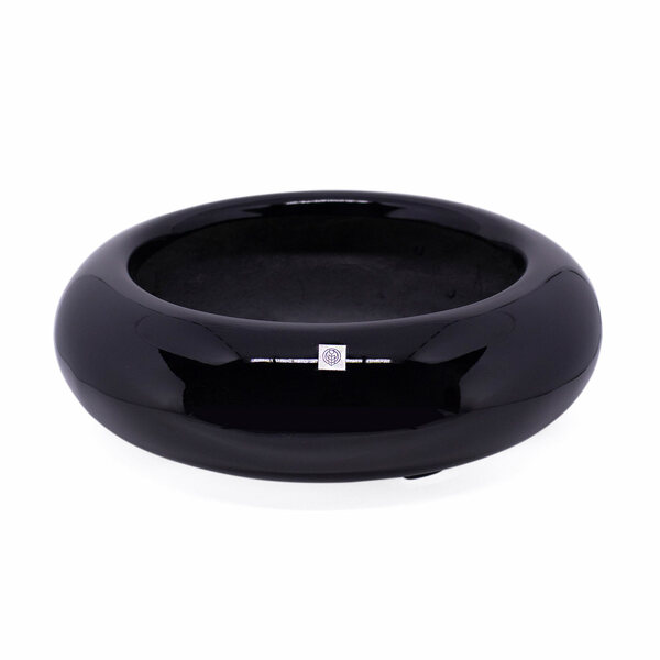 Vaso Bacia Decorativo Redondo Em Fibra Para Planta Preto P 8