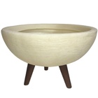 Vaso Bacia P/ Flores 30cm Com Tripé De Madeira Decorativo - B