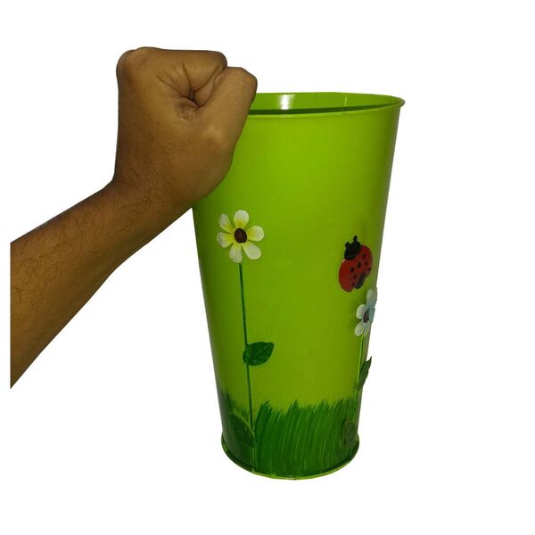 Vaso Balde Enfeite De Ferro Jardim Quintal Varanda Joaninha F