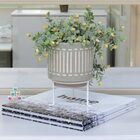 Vaso Bernan Cachepô Cerâmica E Metal Cinza Home&co 20x14cm