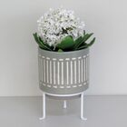 Vaso Bernan Cachepô Cerâmica E Metal Cinza Home&co 20x14cm