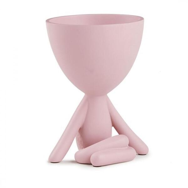 Vaso Bob Em Poliresina Rosa Sentado 14x10,5cm
