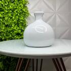 Vaso Bola Branco De Cerâmica Trabalhado Moderno Decorativo