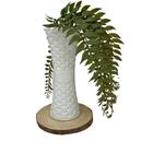 Vaso Branco 3d Com Samambaia Artificial