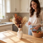 Vaso Branco Com Arranjo Flores Secas Decoração Boho Capim Dos