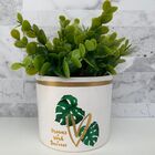 Vaso Branco De Cerâmica Decorativo Estampa Folha