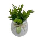 Vaso Branco De Cerâmica Trabalhado Com Pingente Folha