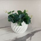 Vaso Branco De Cerâmica Trabalhado Decorativo