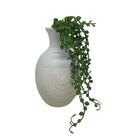 Vaso Branco E Amadeirado Com Planta Caída