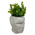 Vaso Branco Moderno Decorativo Escultura Rosto De Cimento