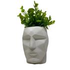 Vaso Branco Moderno Decorativo Escultura Rosto De Cimento