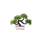 Vaso Branco Planta Bonsai Artificial Folhas Verdes P4578