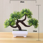 Vaso Branco Planta Bonsai Artificial Folhas Verdes P4578