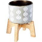 Vaso Cachepô Adin Decorativo Em Cerâmica C/ Suporte 19x17cm