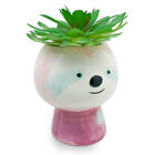 Vaso Cachepô Em Cerâmica Bicho Preguiça - Rosa