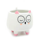 Vaso Cachepô Em Cerâmica Coruja - Branco Pequeno