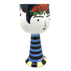 Vaso Cachepô Mulher E Rosas - Azul