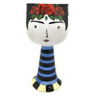 Vaso Cachepô Mulher E Rosas - Azul