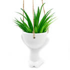 Vaso Cachepô Pendente Em Cerâmica Bob Homenzinho Branco Md2