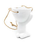 Vaso Cachepô Pendente Em Cerâmica Bob Homenzinho Branco Md2