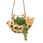 Vaso Cachepô Pendente Em Cerâmica Onça