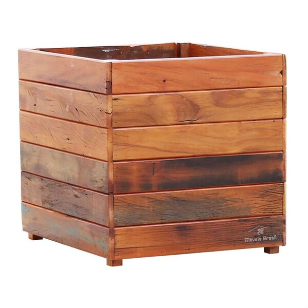 Vaso Cachepot 50x50cm Em Madeira Maciça Natural