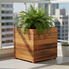 Vaso Cachepot 50x50cm Madeira Maciça Natural