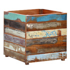 Vaso Cachepot 50x50cm Madeira Maciça Pátina