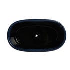 Vaso Cachepot Baixo em Cerâmica 13,1x17,1cm Azul com preto Moderno Cerâmica Burguina