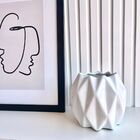 Vaso Cachepot Branco Brilho Geométrico 3d Enfeite De Mesa