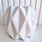 Vaso Cachepot Branco Brilho Geométrico 3d Enfeite De Mesa