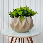 Vaso Cachepot Centro De Mesa Cáqui Enfeite Moderno C/ Planta