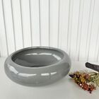 Vaso Cachepot Cinza Ikebana Bacia Enfeite De Mesa Orquídea