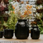 Vaso Cachepot De Cerâmica Colméia 14cm Preto Ceraflame Decor