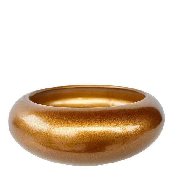 Vaso Cachepot Dourado Ikebana Bacia Enfeite De Mesa Orquídea