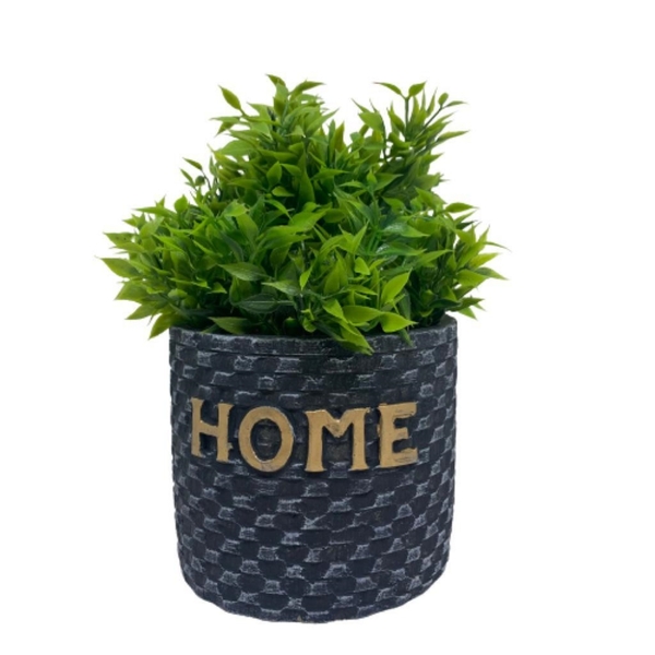 Vaso Cachepot Home Médio Com Planta Artifical