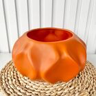 Vaso Cachepot Laranja Onda Ondulação 3d Para Mesa Lateral